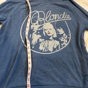 Blondie Band Graphic Long Sleeve Lightweight - Blue with Cream Print